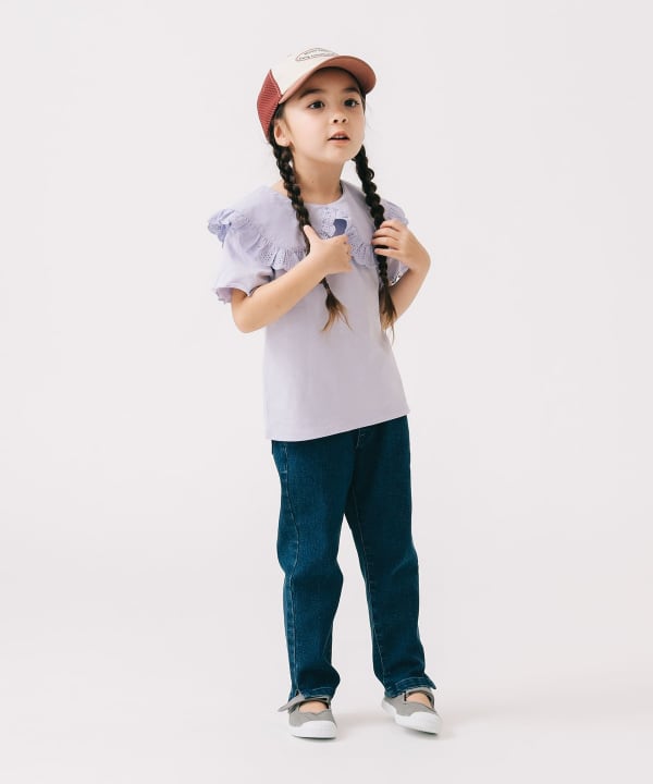 Japanese children's clothing B:MING by BEAMS lotus leaf collar top 100-140cm girls summer TOPS