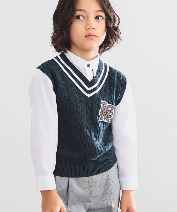 Japanese children's clothing B:MING by BEAMS knitted vest 100-130cm boys' summer TOPS interview/banquet/performance