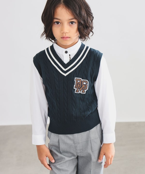 Japanese children's clothing B:MING by BEAMS knitted vest 100-130cm boys' summer TOPS interview/banquet/performance