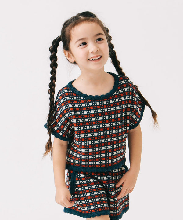 Japanese children's clothing B:MING by BEAMS knitted top 90-140cm girls summer TOPS