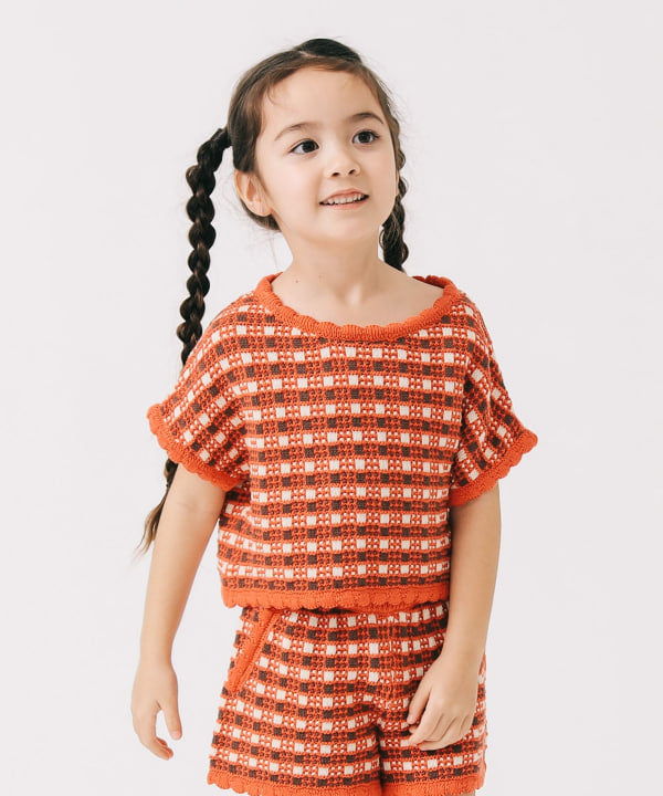 Japanese children's clothing B:MING by BEAMS knitted top 90-140cm girls summer TOPS