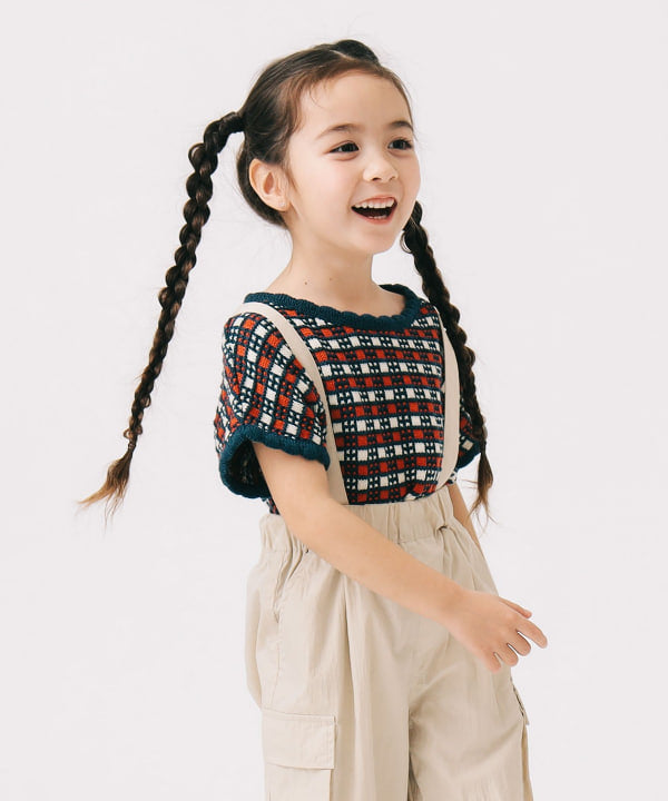 Japanese children's clothing B:MING by BEAMS knitted top 90-140cm girls summer TOPS