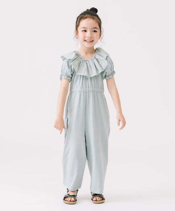 Japanese children's clothing B:MING by BEAMS clown collar one-piece jumpsuit 100-140cm girls summer jumpsuit