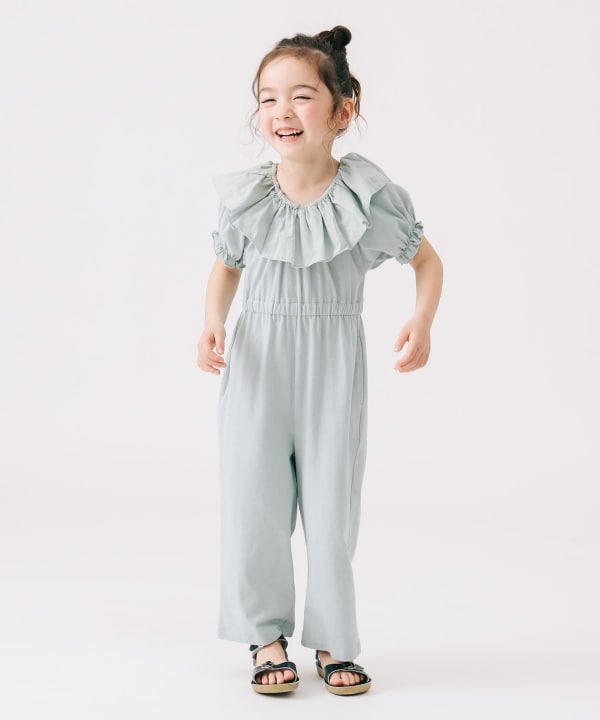 Japanese children's clothing B:MING by BEAMS clown collar one-piece jumpsuit 100-140cm girls summer jumpsuit