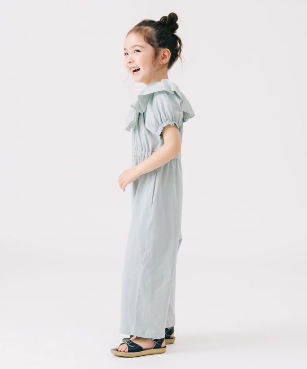 Japanese children's clothing B:MING by BEAMS clown collar one-piece jumpsuit 100-140cm girls summer jumpsuit