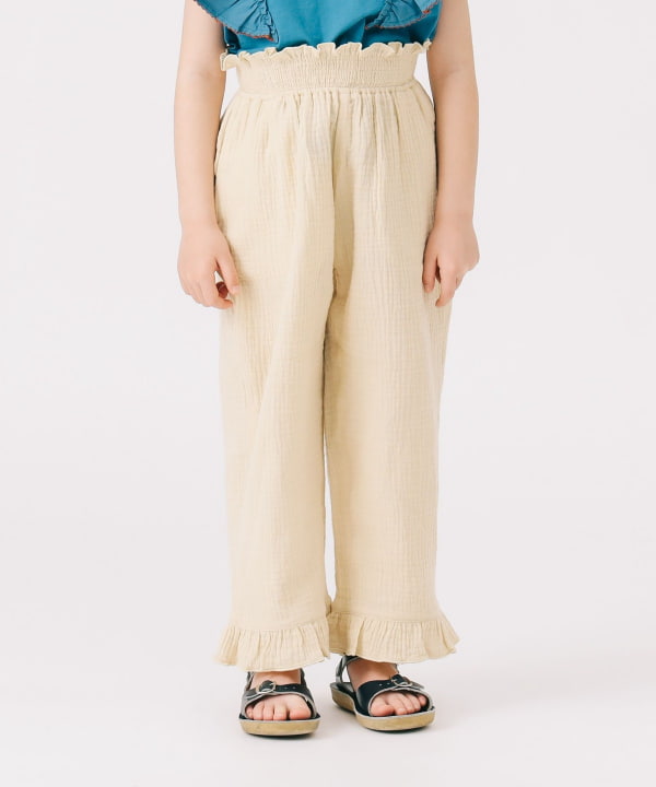Japanese children's clothing B:MING by BEAMS wrinkled high waist trousers 100-140cm girls summer PANTS