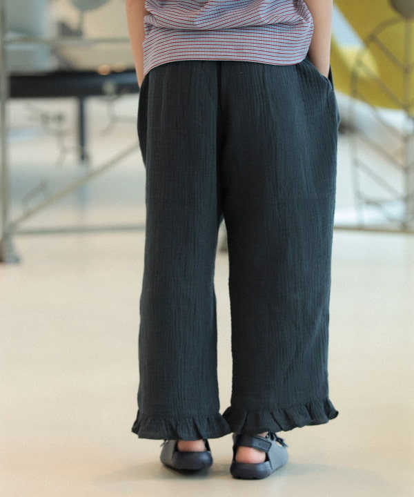 Japanese children's clothing B:MING by BEAMS wrinkled high waist trousers 100-140cm girls summer PANTS