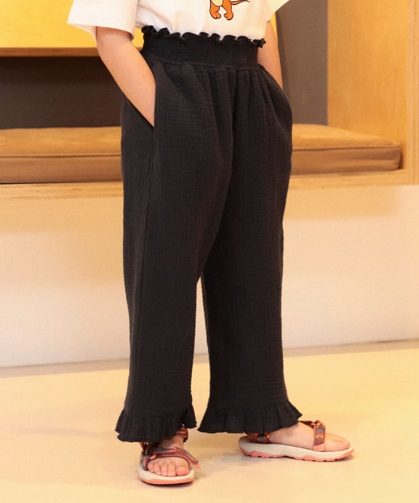 Japanese children's clothing B:MING by BEAMS wrinkled high waist trousers 100-140cm girls summer PANTS