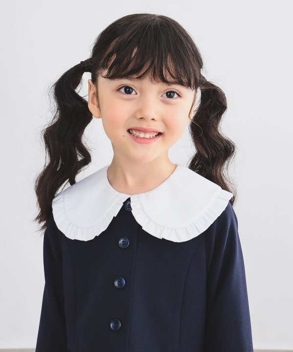Japanese children's clothing B:MING by BEAMS dark blue dress 100-130cm girls summer dress for interviews/banquets/performances