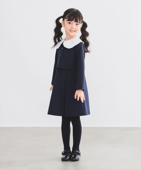 Japanese children's clothing B:MING by BEAMS dark blue dress 100-130cm girls summer dress for interviews/banquets/performances