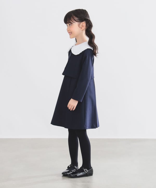 Japanese children's clothing B:MING by BEAMS dark blue dress 100-130cm girls summer dress for interviews/banquets/performances