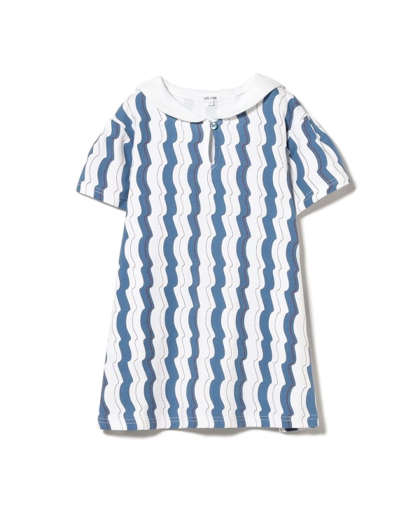 Japanese children's clothing B:MING by BEAMS wave pattern sailor collar dress 100-140cm girls summer dresses