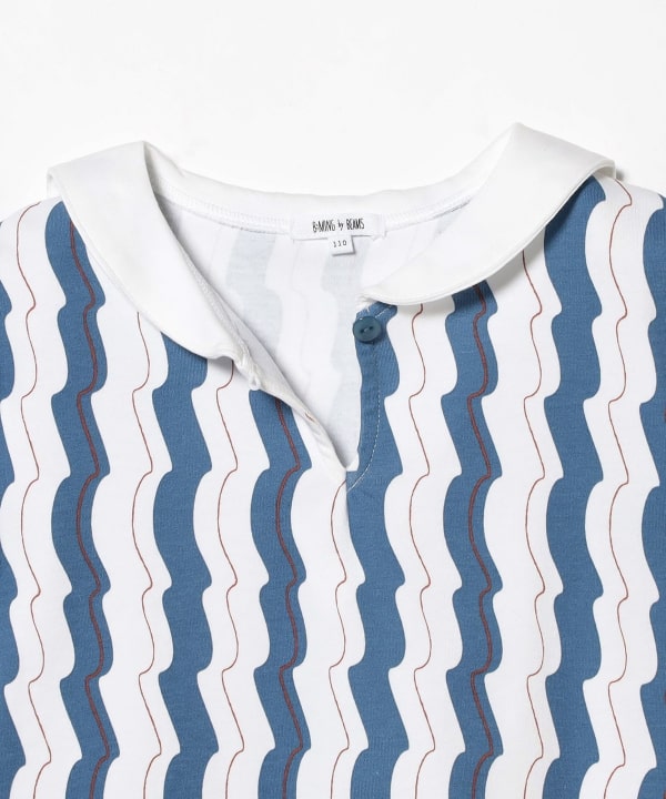 Japanese children's clothing B:MING by BEAMS wave pattern sailor collar dress 100-140cm girls summer dresses