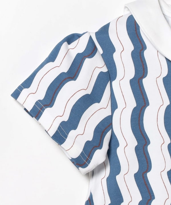Japanese children's clothing B:MING by BEAMS wave pattern sailor collar dress 100-140cm girls summer dresses