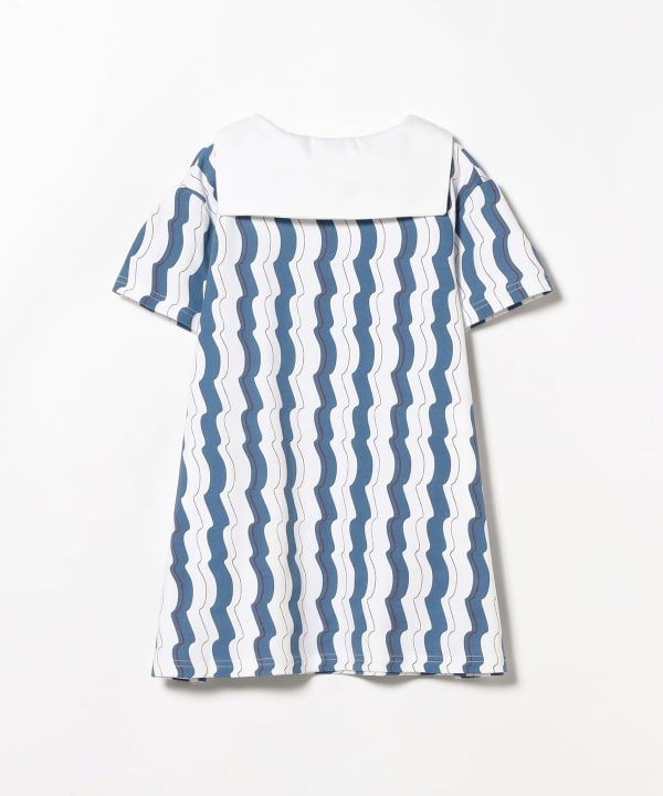 Japanese children's clothing B:MING by BEAMS wave pattern sailor collar dress 100-140cm girls summer dresses