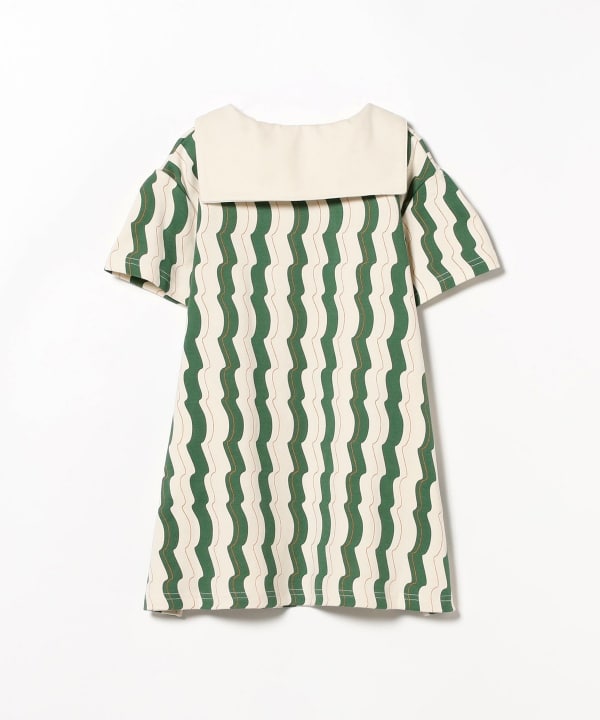 Japanese children's clothing B:MING by BEAMS wave pattern sailor collar dress 100-140cm girls summer dresses