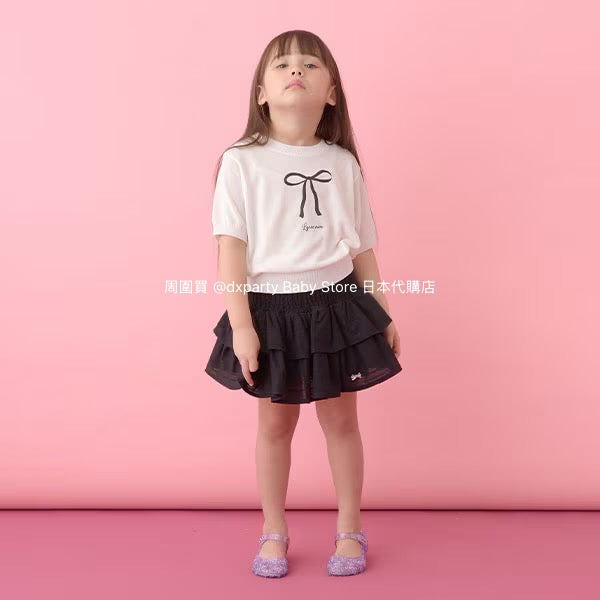 Japanese children's clothing Ly# mine bow print top 110-140cm girls summer TOPS