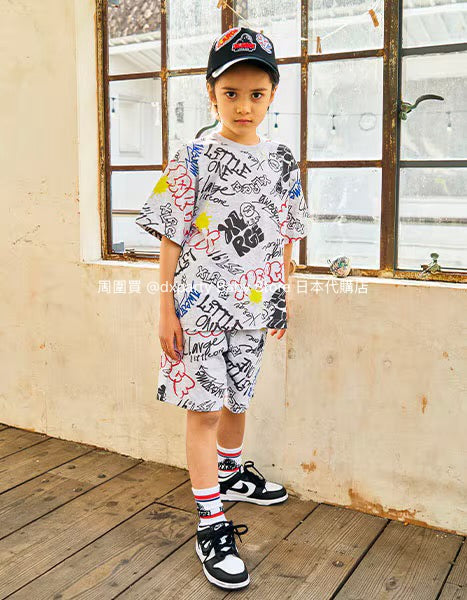 Japanese XLARGE KIDS Graffiti Print Shorts 80-140cm Boys Summer PANTS