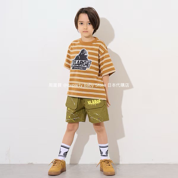 XLARGE KIDS Japanese children's clothing striped logo top 80-140cm boys' summer TOPS