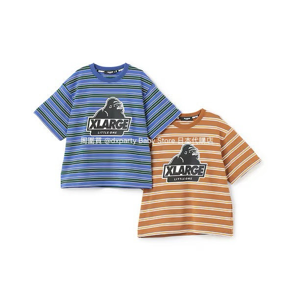 XLARGE KIDS Japanese children's clothing striped logo top 80-140cm boys' summer TOPS