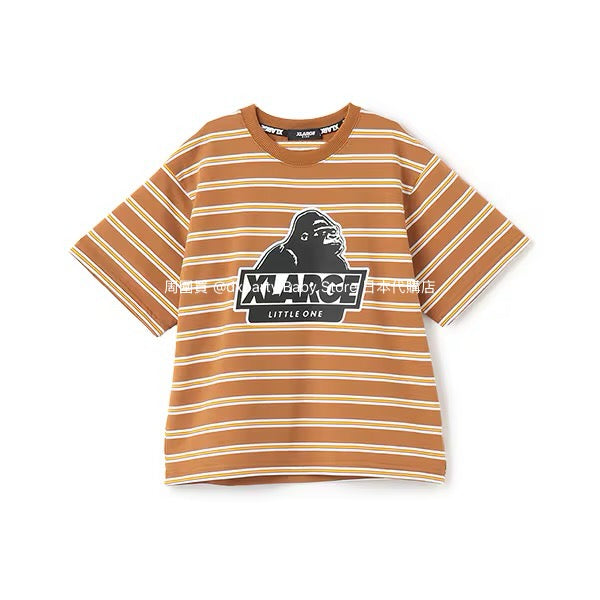 XLARGE KIDS Japanese children's clothing striped logo top 80-140cm boys' summer TOPS