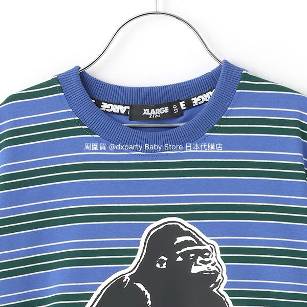 XLARGE KIDS Japanese children's clothing striped logo top 80-140cm boys' summer TOPS