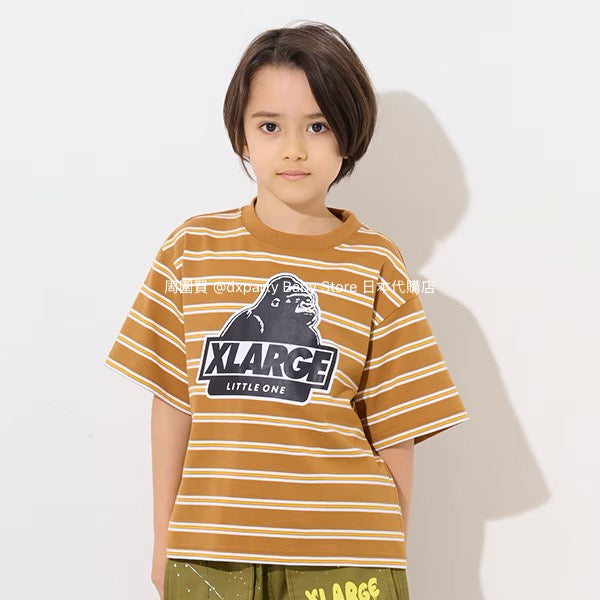 XLARGE KIDS Japanese children's clothing striped logo top 80-140cm boys' summer TOPS