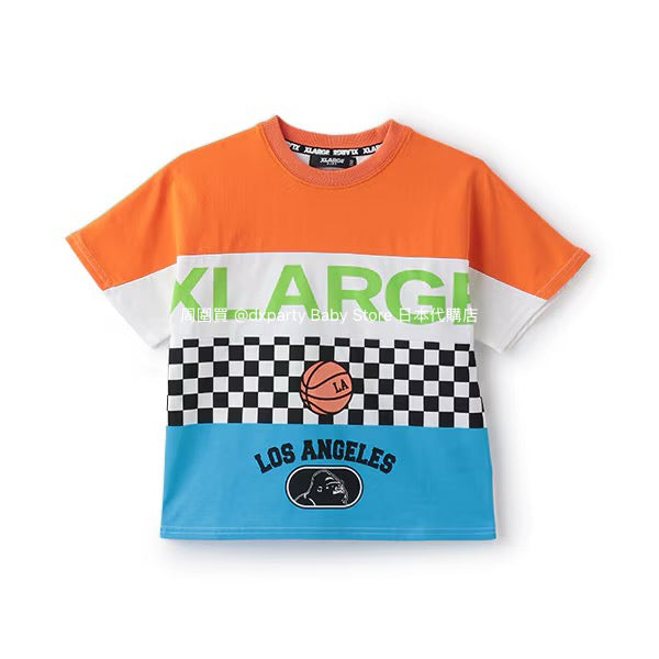 XLARGE KIDS (Japanese children's clothing) cool-to-touch quick-drying colorblock short-sleeved tops (80-140cm) for boys (summer TOPS)