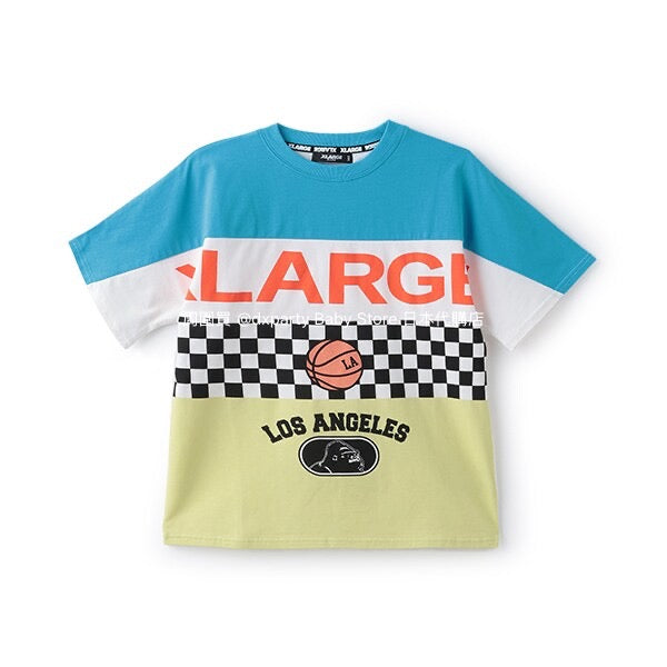 XLARGE KIDS (Japanese children's clothing) cool-to-touch quick-drying colorblock short-sleeved tops (80-140cm) for boys (summer TOPS)