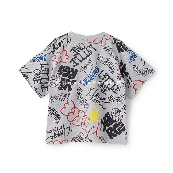 XLARGE KIDS Japanese children's clothing graffiti print logo top 80-140cm boys' summer TOPS
