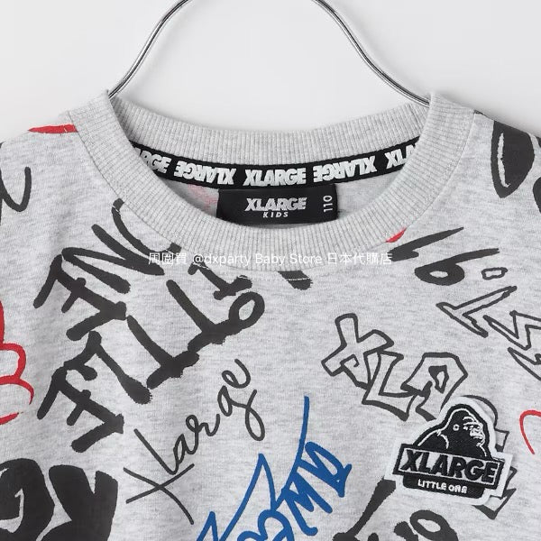 XLARGE KIDS Japanese children's clothing graffiti print logo top 80-140cm boys' summer TOPS