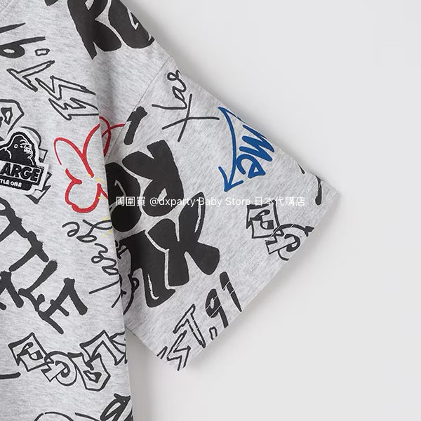 XLARGE KIDS Japanese children's clothing graffiti print logo top 80-140cm boys' summer TOPS