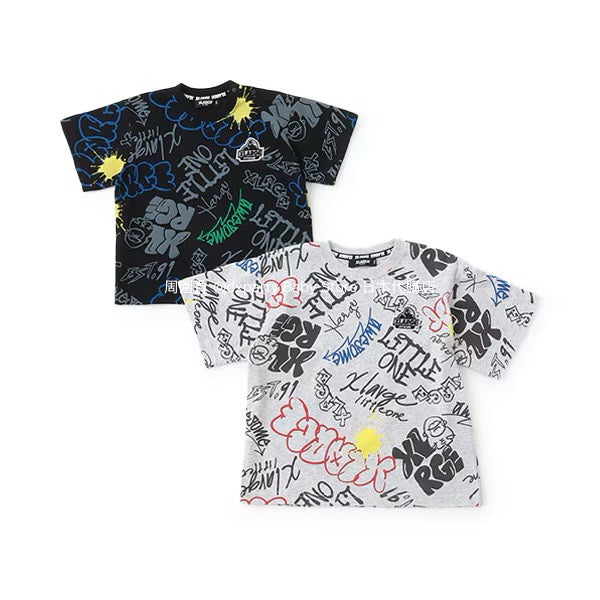 XLARGE KIDS Japanese children's clothing graffiti print logo top 80-140cm boys' summer TOPS