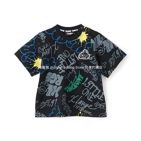 XLARGE KIDS Japanese children's clothing graffiti print logo top 80-140cm boys' summer TOPS