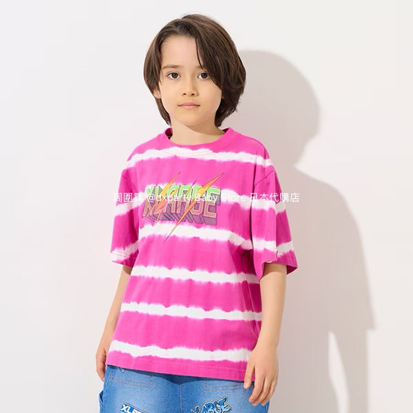 XLARGE KIDS Japanese children's clothing striped tie-dye logo top 90-140cm boys' summer TOPS