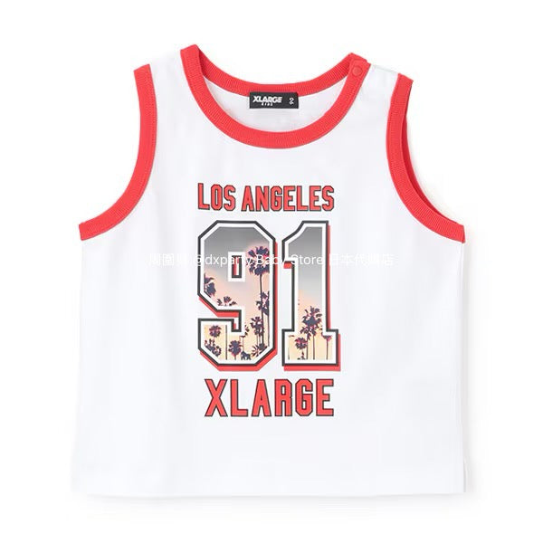 XLARGE KIDS Japanese Children's Clothing Palm Tree Numbered Vest 90-140cm Boys Summer TOPS