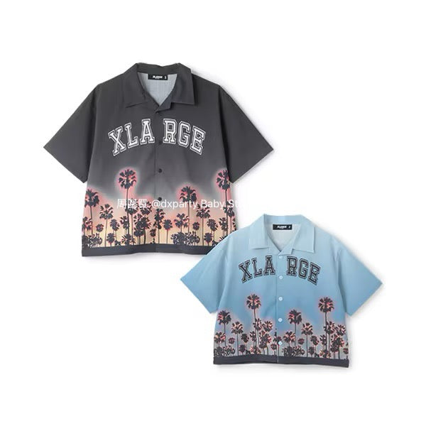 XLARGE KIDS Japanese Children's Clothing Palm Tree Shirt 90-140cm Boys Summer TOPS