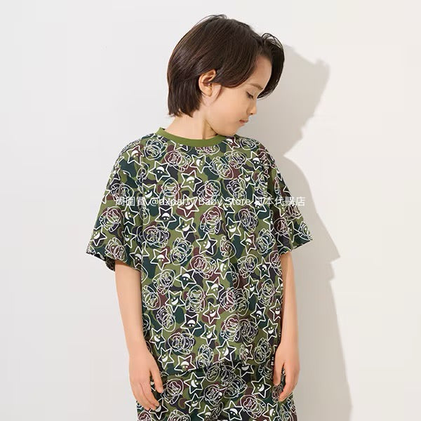 Japanese XLARGE KIDS Camouflage Short-Sleeved Top 80-140cm Boys Summer TOPS