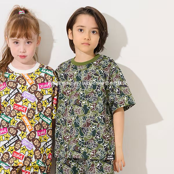Japanese XLARGE KIDS Camouflage Short-Sleeved Top 80-140cm Boys Summer TOPS