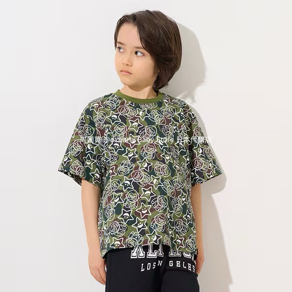 Japanese XLARGE KIDS Camouflage Short-Sleeved Top 80-140cm Boys Summer TOPS