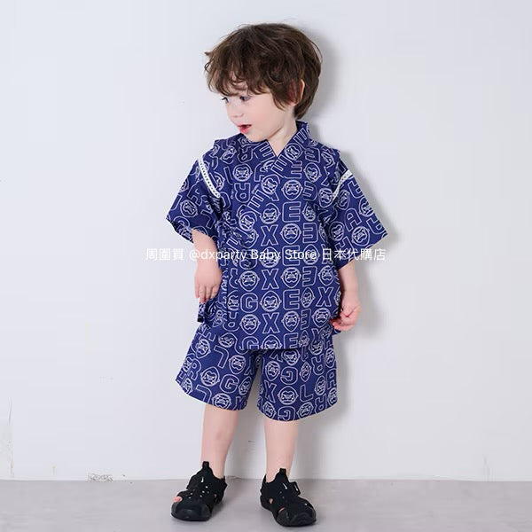 XLARGE KIDS Japanese Kids Clothing: Cool-to-the-Touch Jinbei Kimono (80-130cm) for Boys, Summer TOPS & PANTS. Available in the Japanese Summer Festival Special.