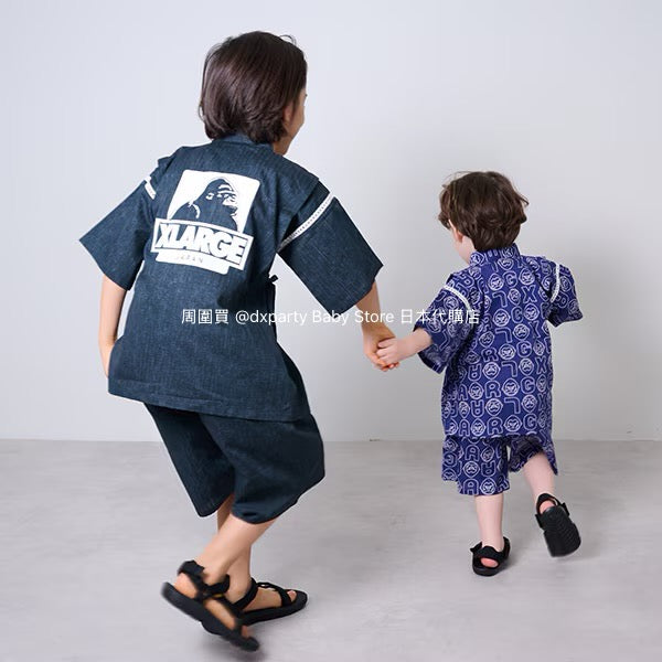 XLARGE KIDS Japanese Kids Clothing: Cool-to-the-Touch Jinbei Kimono (80-130cm) for Boys, Summer TOPS & PANTS. Available in the Japanese Summer Festival Special.