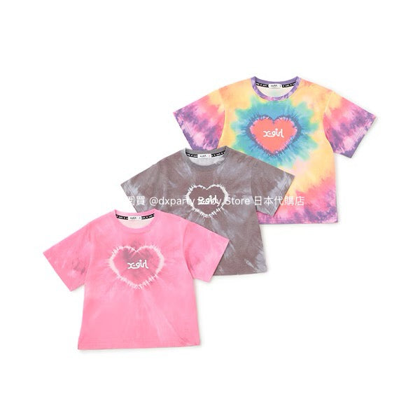 Japanese children's clothing X-girl Stages heart-shaped tie-dye top 80-140cm girls summer TOPS