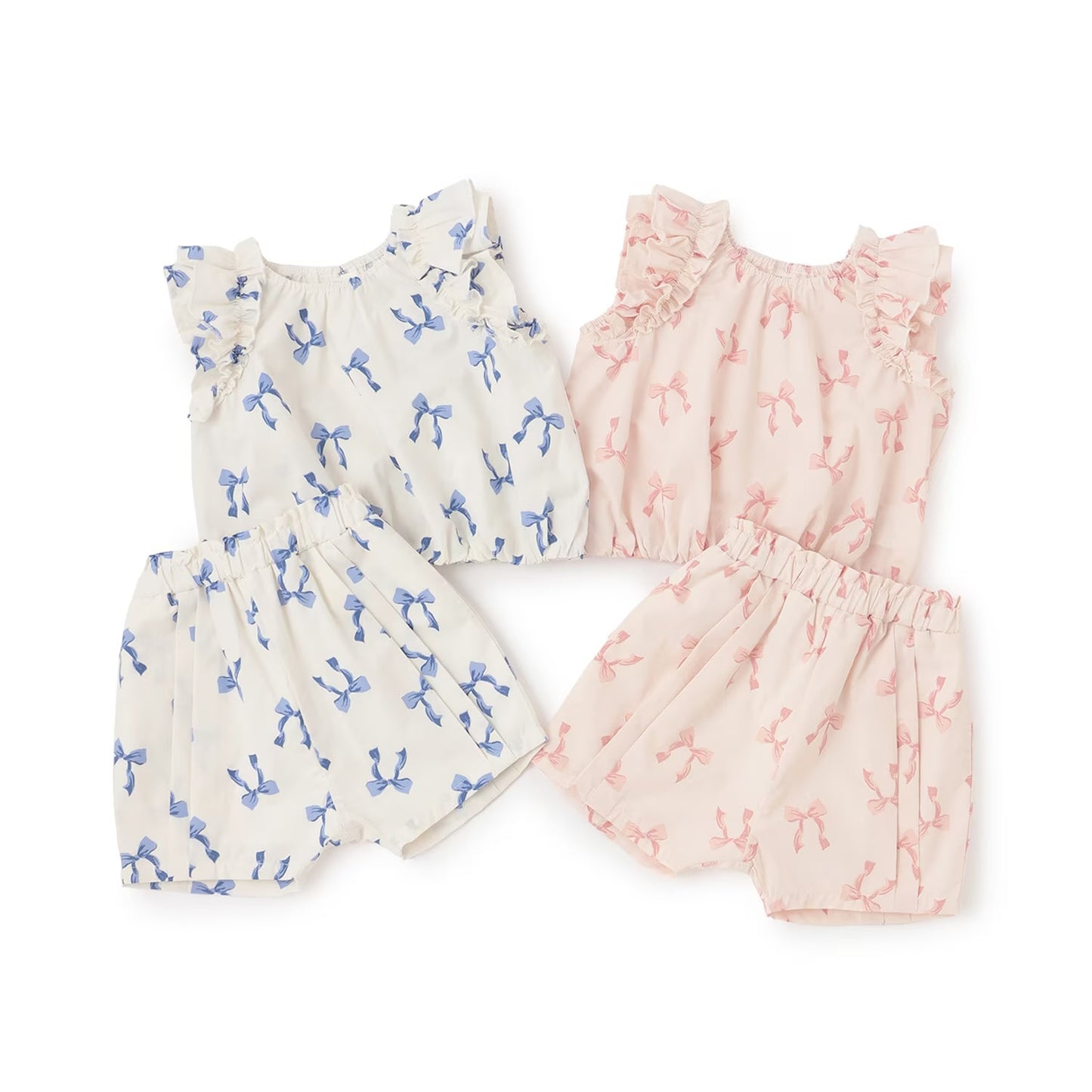 日本童裝 pe#main 蝴蝶結圖案兩件套裝 80-130cm 女童款 夏季 TOPS PANTS