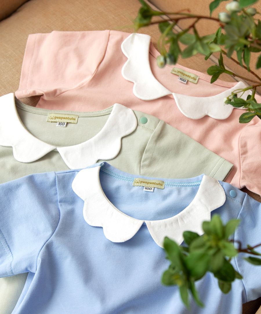 日本童裝 panpantutu 花邊領短袖上衣 90-140cm 女童款 夏季 TOPS