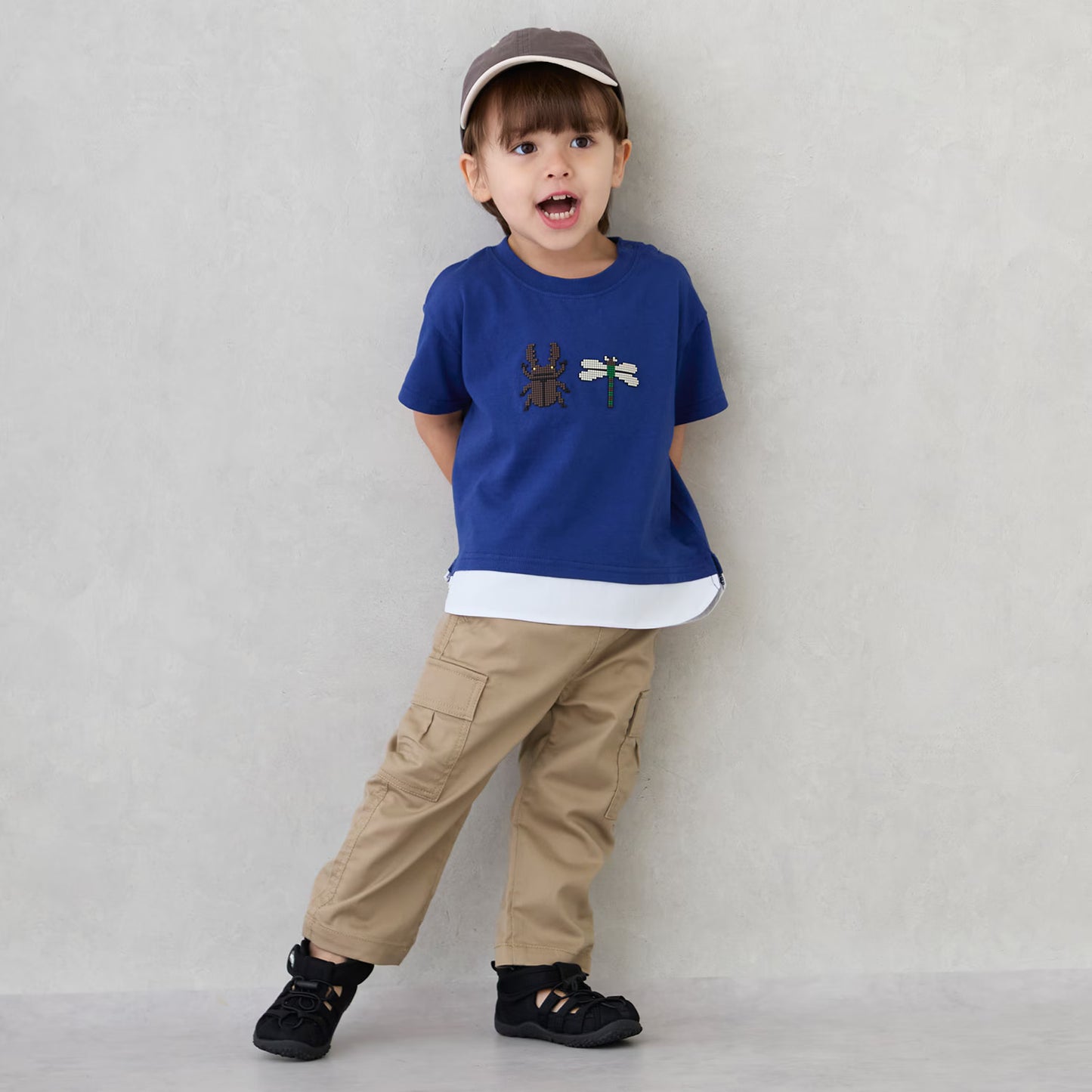 Japanese children's clothing pe#main cute printed tops 80-130cm boys summer TOPS