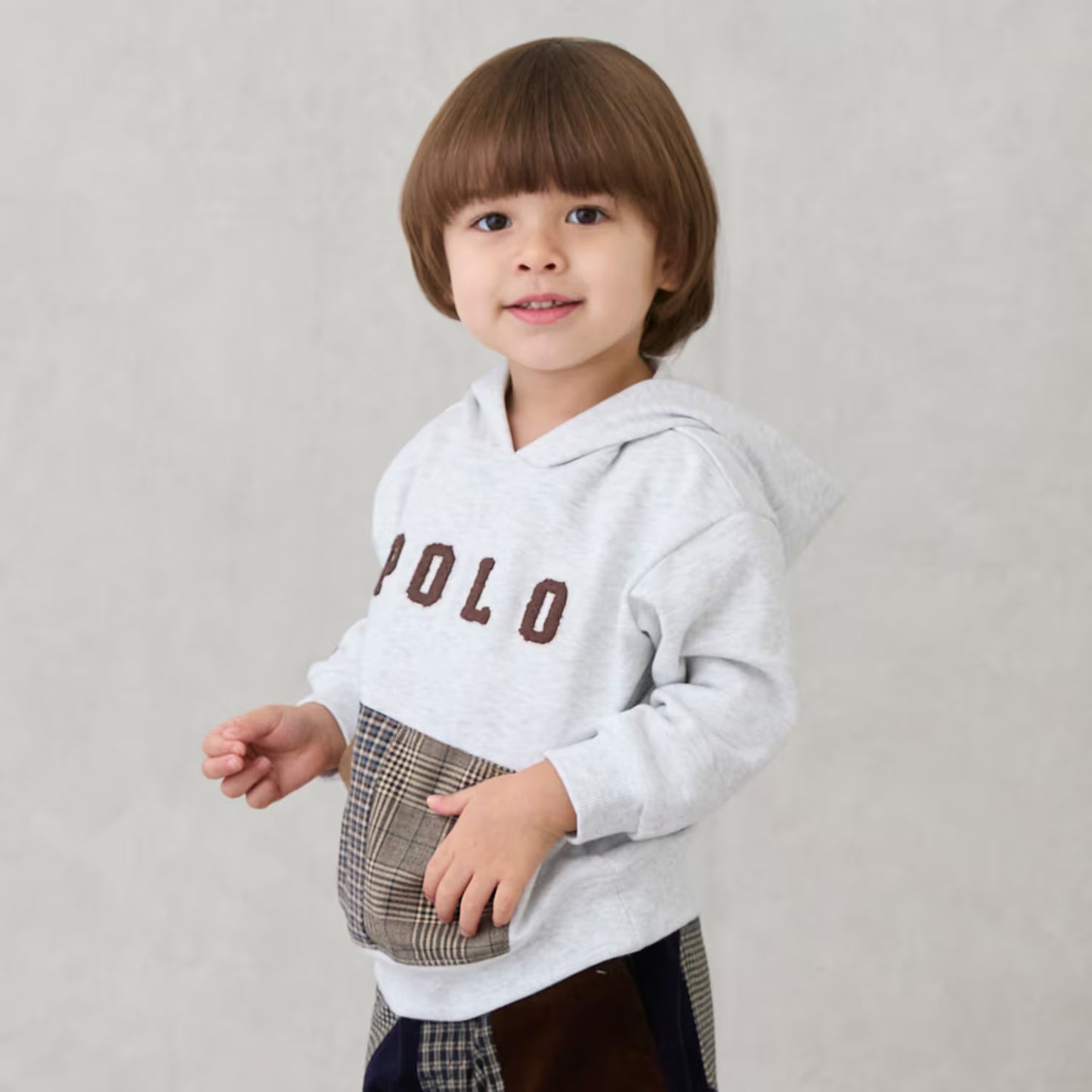 日本童裝 pe#main x POLO 格仔口袋衛衣 80-130cm 男童款 秋季 TOPS
