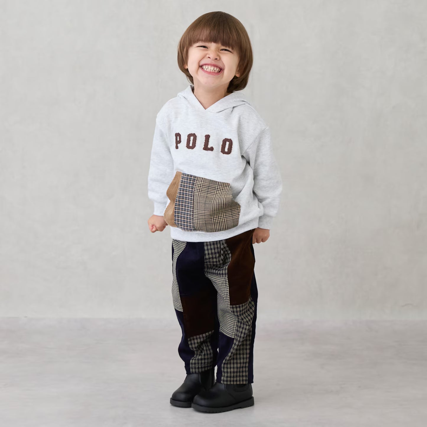 日本童裝 pe#main x POLO 格仔口袋衛衣 80-130cm 男童款 秋季 TOPS