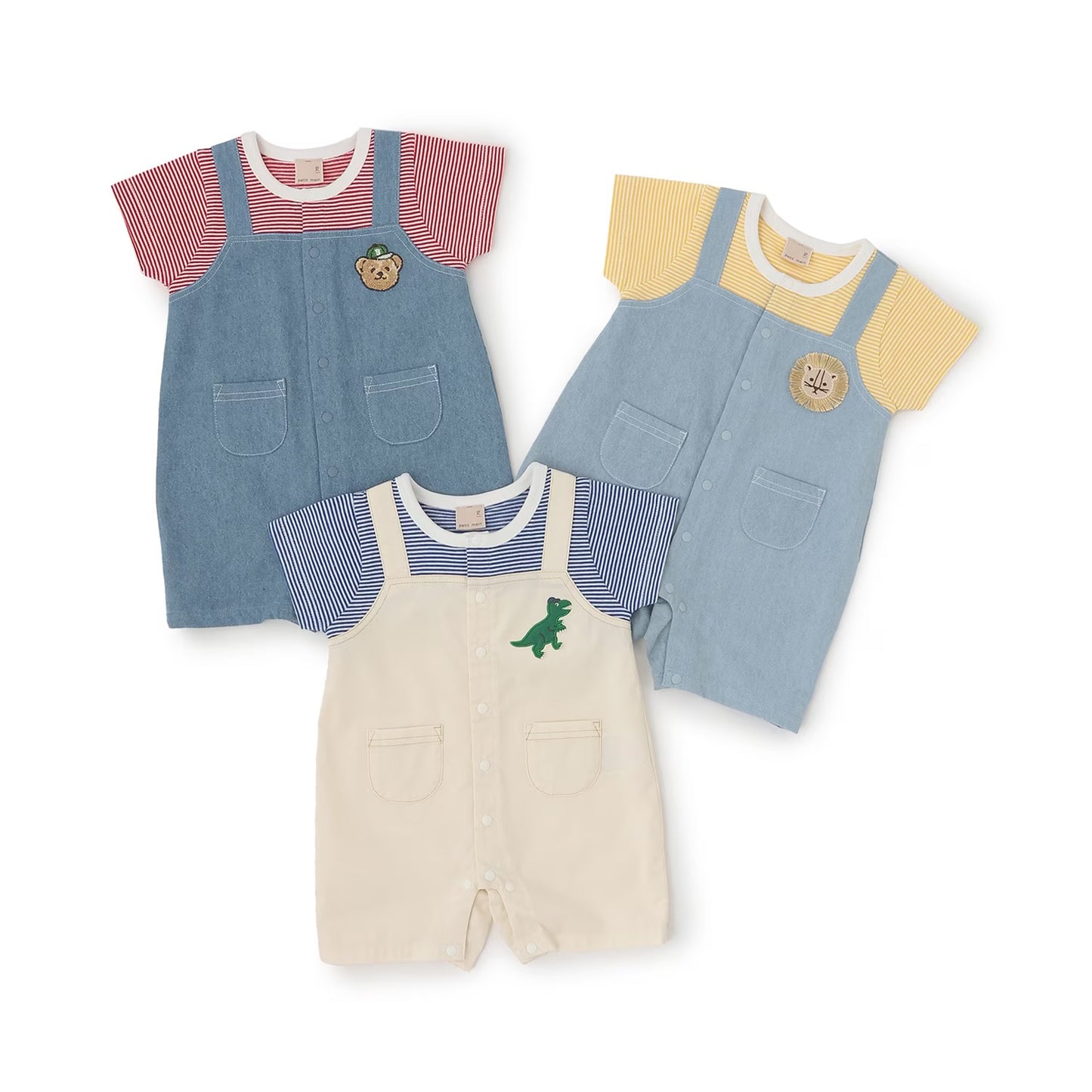 日本童裝 pe#main 假兩件熊仔連衣 70-80cm 男童款 初生嬰兒 夏季 Jumpsuit