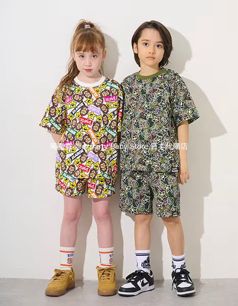 Japanese children's clothing X-girl Stages gorilla print top 80-140cm girls summer TOPS